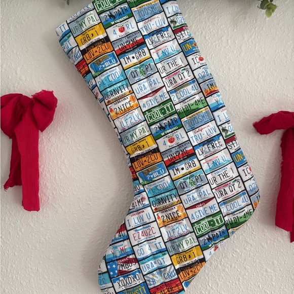 Festive License Plate Christmas Stocking - Picture 3 of 3